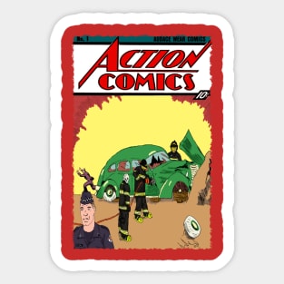 Action Comics Firefighters Sticker